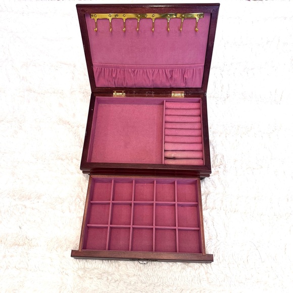 Floral Tapestry Wooden Jewelry Box vintage retro chest organizer 80’s or 90’s - Picture 4 of 8